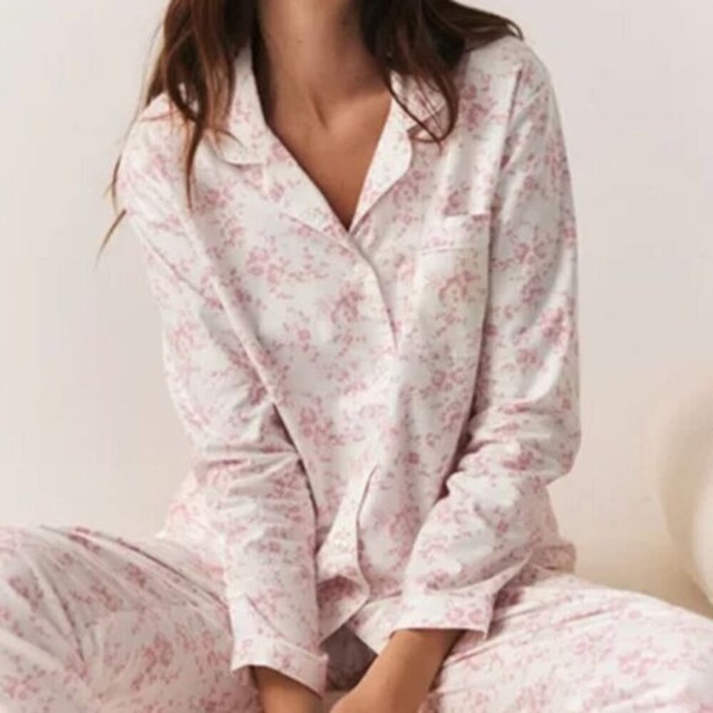 Notch Collar Floral Pyjama Top Medium LAUREN by Ralph‎ Lauren